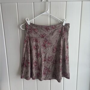 Toad&Co A-Line Skirt in Taupe with Red Floral